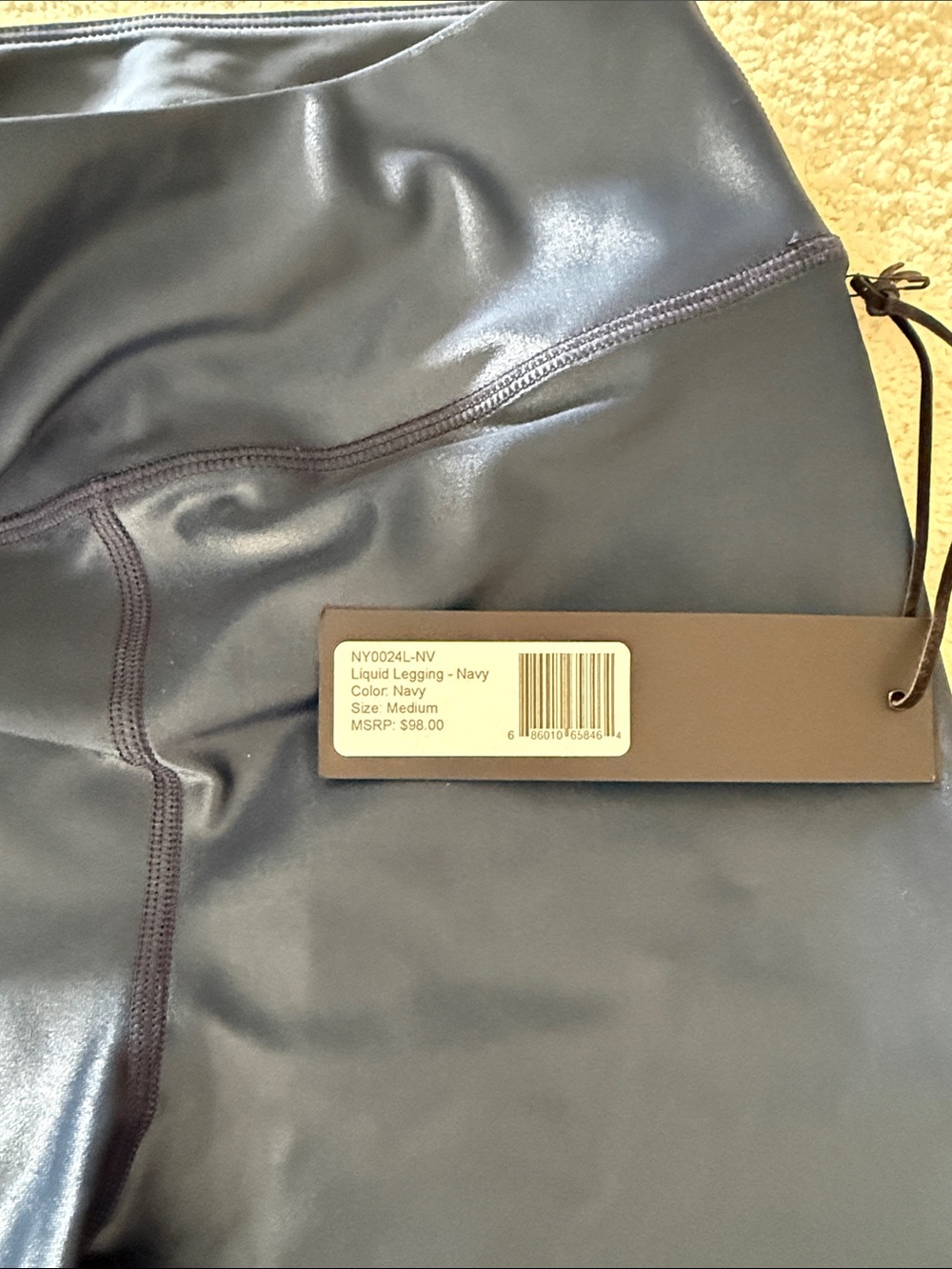 High-Rise Navy Faux-Leather Leggings - Picture 4 of 4